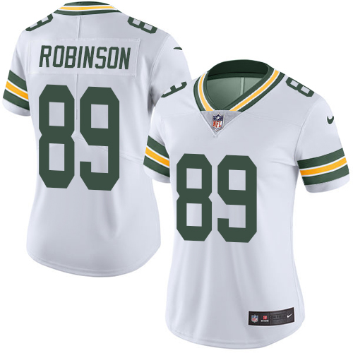 Women's Limited Dave Robinson Nike Jersey White - #89 Rush NFL Green Bay Packers